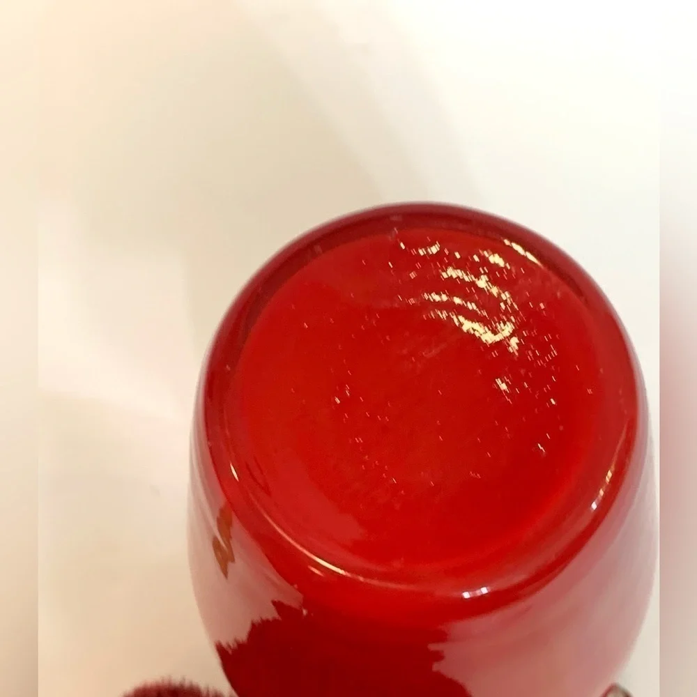 Dalian Snowflake Company Art Glass Blown Red & White 8